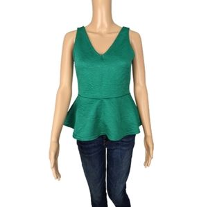 H&M Divided Green Textured Peplum Top S